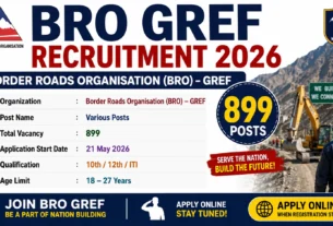 BRO GREF Recruitment 2026 for 899 Posts for 10th Pass