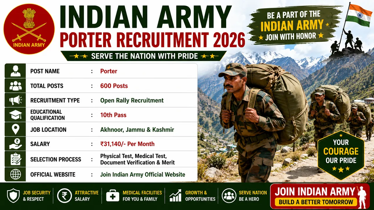 Akhnoor Army Porter Recruitment 2026 Apply Form